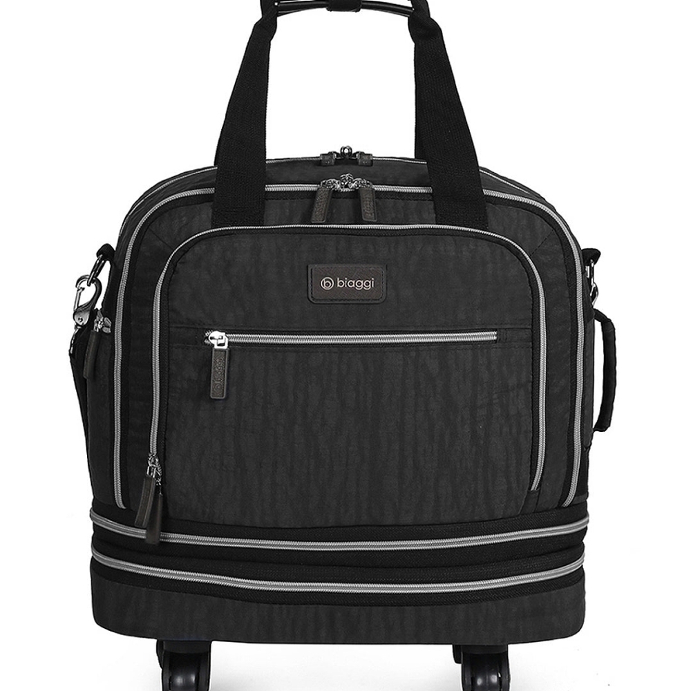Biaggi Black Rolling Travel Bag Set with Organizer - Picture 5 of 9